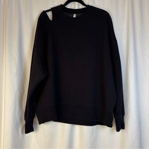 Fabletics Black Cozy‎ Oversized Split Neck Sweatshirt Women’s Sz XXL Athleisure
